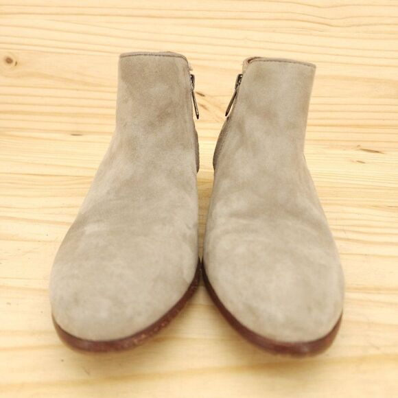 Sam Edelman Petty Women's Booties Sz 6.5 Gray Suede Stacked Heel Ankle Boots - Picture 2 of 11